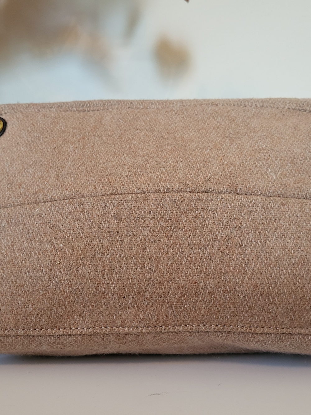 Coach Signature Stripe Wool Tote Bag with Brown Patent Handles - Picture 4 of 6